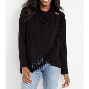 Maurices Double Button Wrap Black Cardigan Size XXL NWT